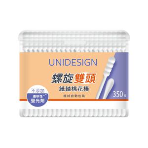 UNIDESIGN白色紙軸螺旋雙頭棉花棒350支